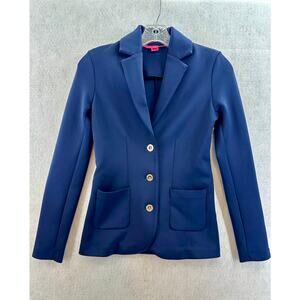 Lilly Pulitzer Braylee Size XXS Blazer Pockets Buttons Scuba Pointe Pockets Blue